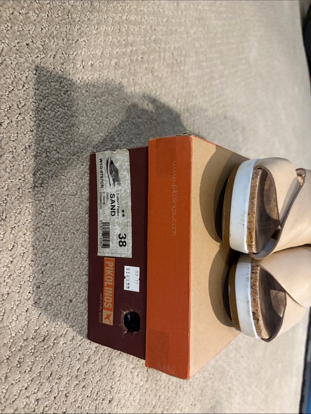 PIKOLINOS Beige Crisscross Cork Wedge Sandals - Picture 3 of 5